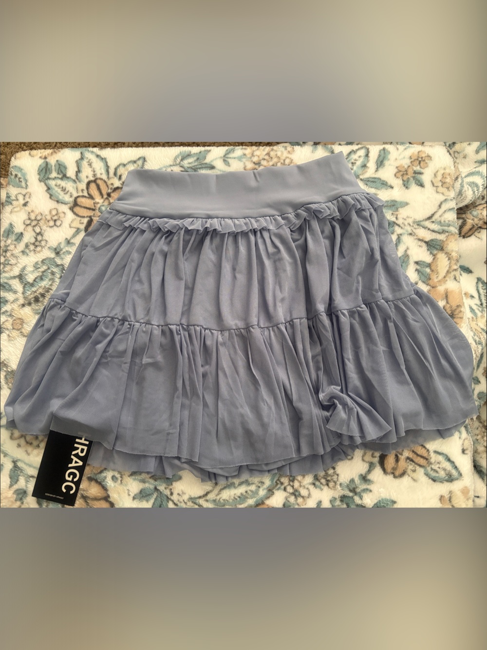 Ruffled Light Lavender Tiered Mini Skirt with Shorts underneath. (Skort)